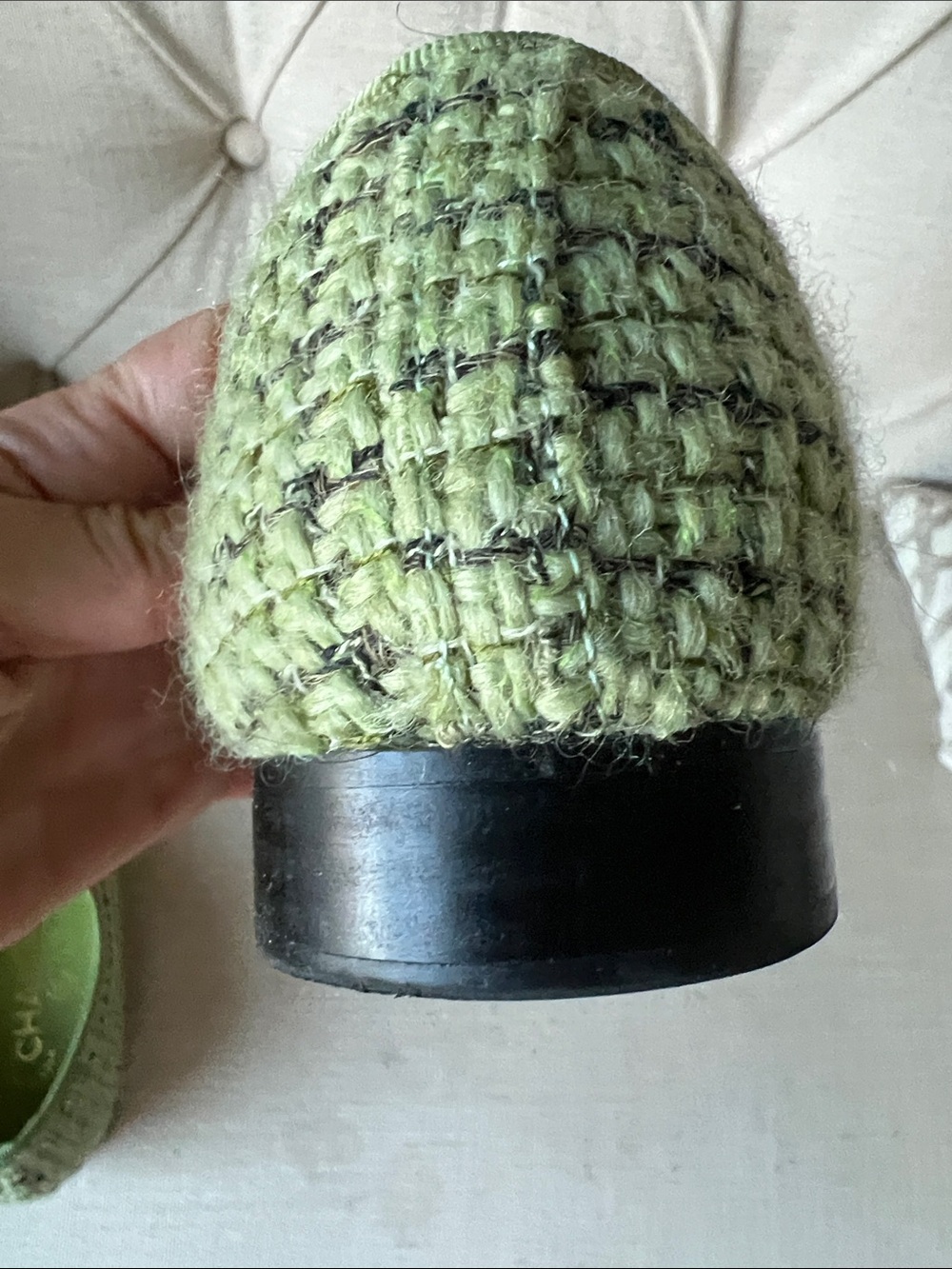 C-like Green Tweed and Black Cap-Toe Ballet Flats - Picture 7 of 7